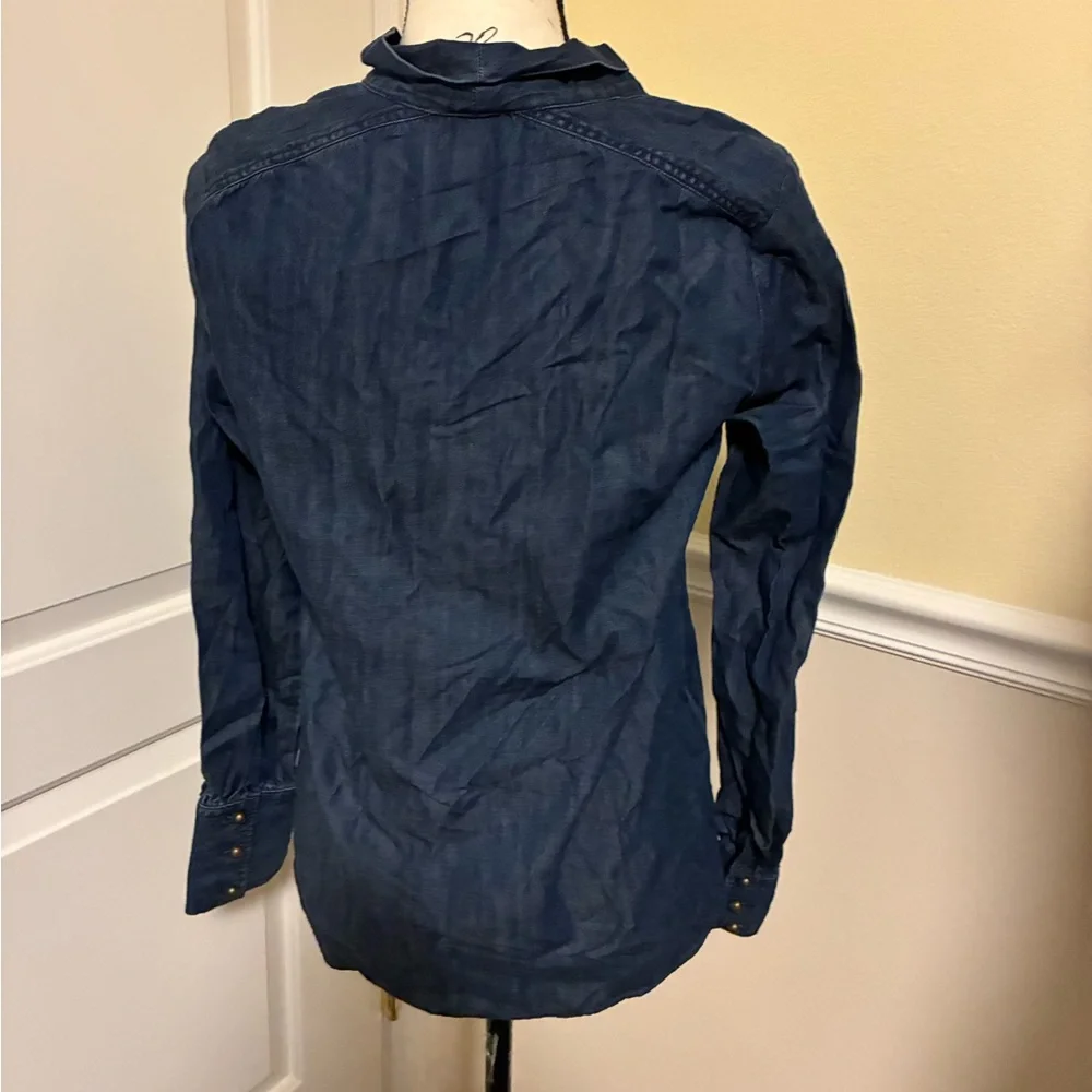 NWOT Kate spade Women's Navy Blue Tie-Neck denim  Blouse Jacket size small